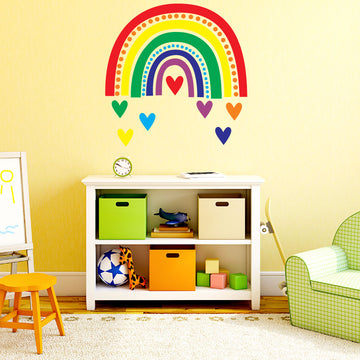 Boho rainbow vinyl wall sticker in pastel colours - room