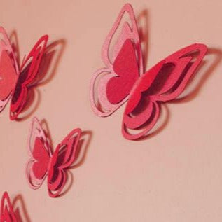 3D Wall art - Papillion butterflies in pink
