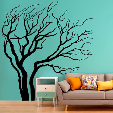 Blowing tree vinyl wall sticker with autumn colours - room