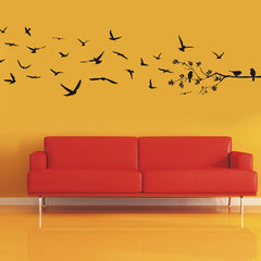 Fly away birds vinyl wall stickers in black- room
