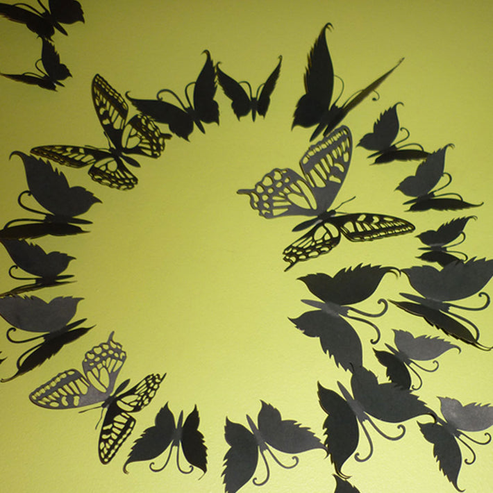 3D Black Butterflies wall art