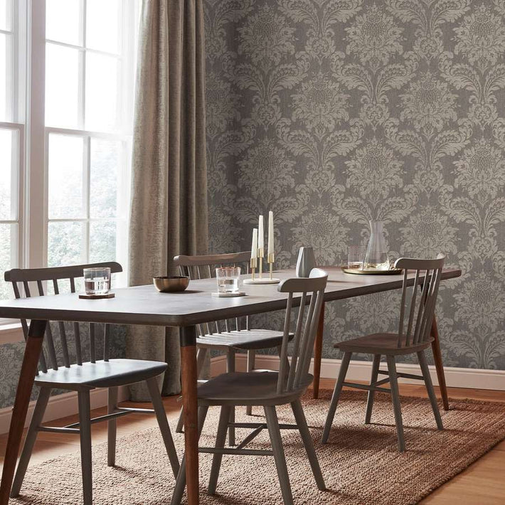 Archive Damask Taupe Wallpaper