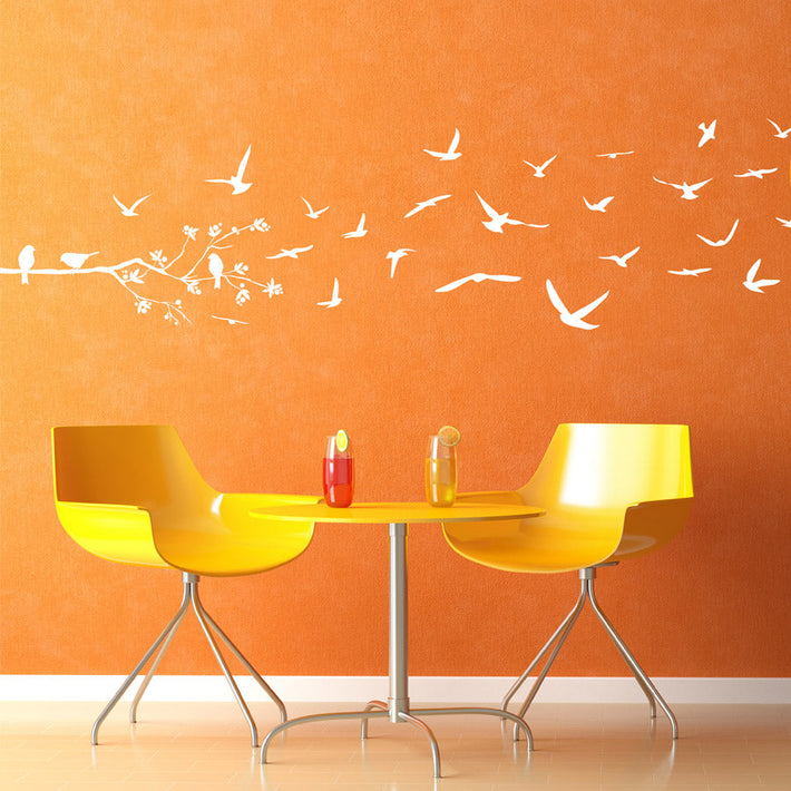 Fly away birds vinyl wall stickers in white - room