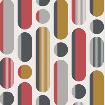 Morse Red & Grey & Mustard Wallpaper