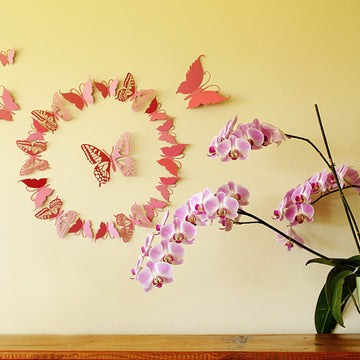 3D Wall art - Butterflies in bright pink