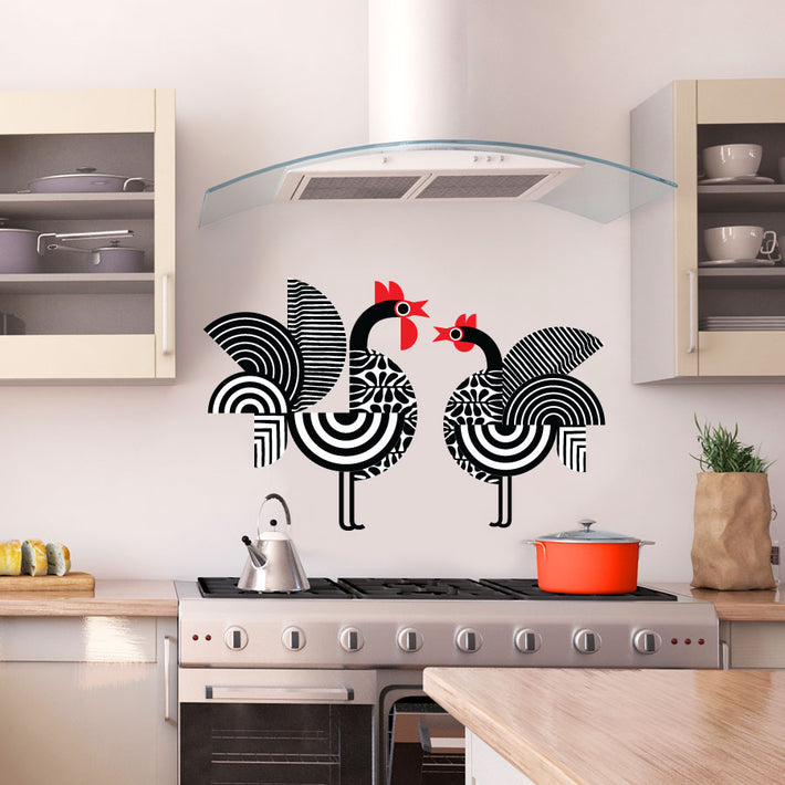 African chickens vinyl wall stickers in kitchen