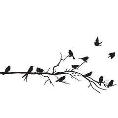 Birds on a branch vinyl wall stickers in black