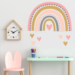 Boho rainbow vinyl wall sticker in pastel colours - room