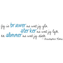 Christopher Robin quote vinyl wall poetry in Afrikaans - blue