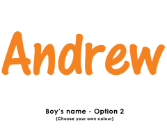 Optional name sticker for boys.