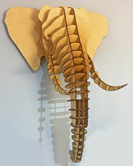 3D Elephant Head - Wood