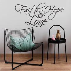 Faith, Hope, Love quote vinyl wall sticker - room