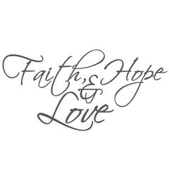 Faith, Hope, Love quote vinyl wall sticker in charcoal