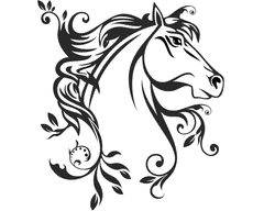 Floral horse vinyl wall sticker - charcoal
