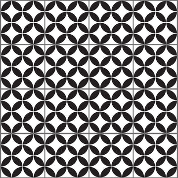 Geometric circles - Black & White Vinyl Tiles