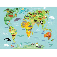 Kids World Map Mural