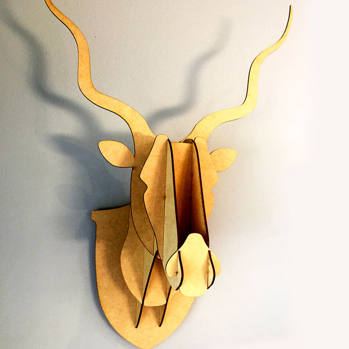 3D Kudu Head - Wood