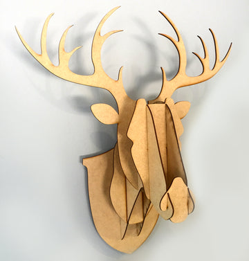 3D Stag Head - Wood