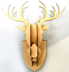 3D Stag Head - Wood