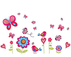 Butterflies and flowers vinyl wall stickers for kids