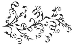 Art deco floral vinyl wall stickers in black