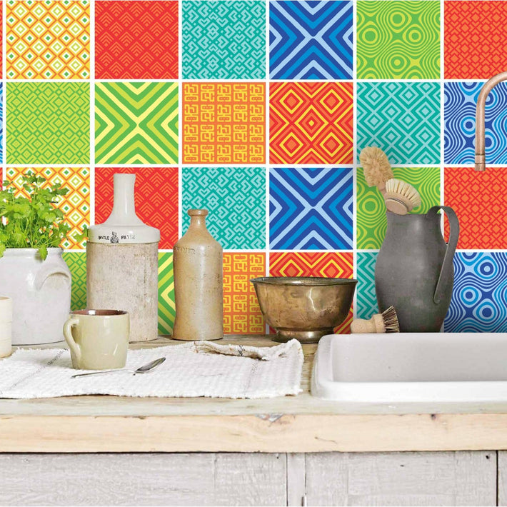 African Mix - Colour vinyl wall tiles