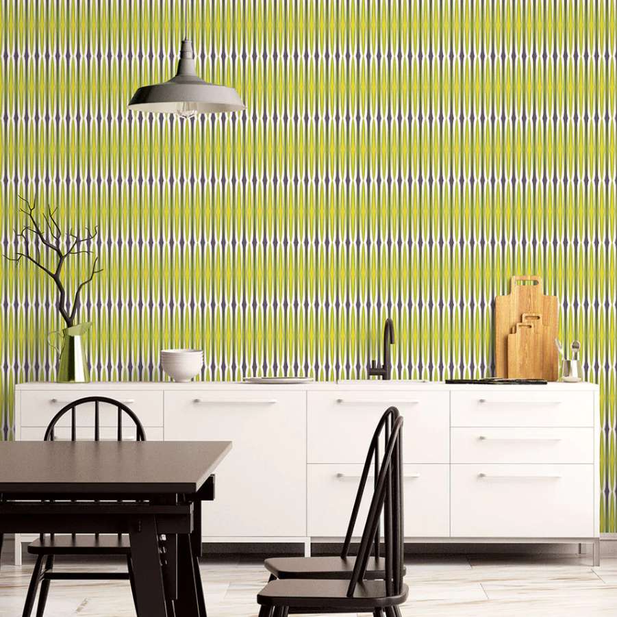 Premium Photo | Green striped wallpaper with a white and green striped  pattern.