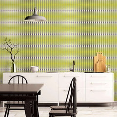 Retro Century Stripe Lime Green Wallpaper