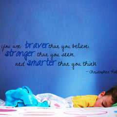 Christopher Robin quote vinyl wall poetry in blue - room
