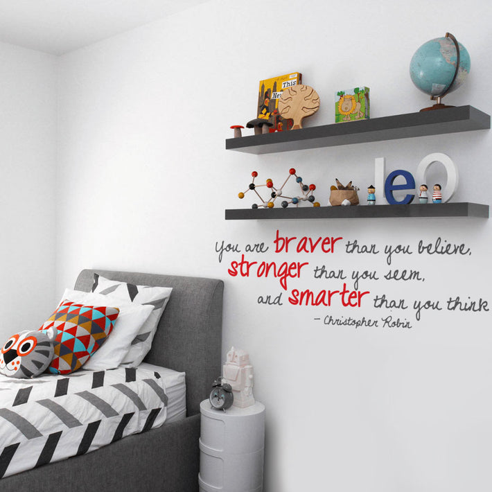 Christopher Robin quote vinyl wall poetry in red - room