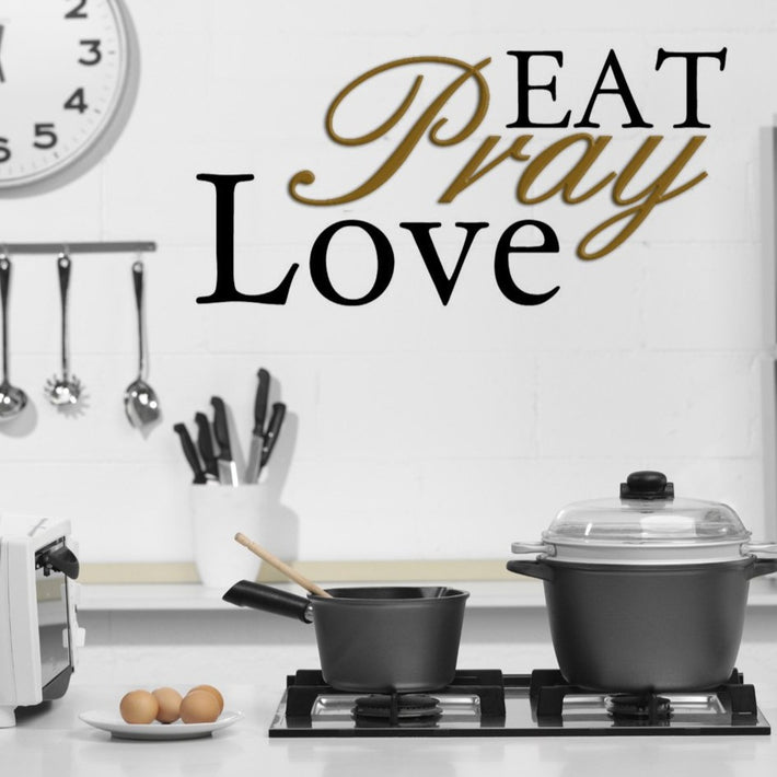 Eat Pray Love vinyl wall sticker with Wood 