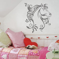Floral horse vinyl wall sticker - room