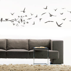Fly away birds vinyl wall stickers in charcoal - room