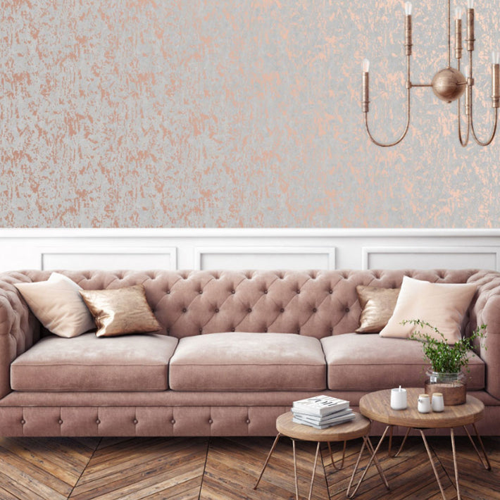 Milan Grey & Rose Gold Wallpaper