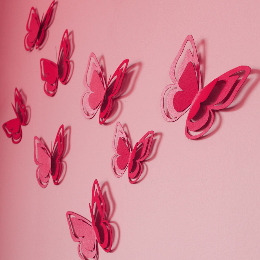 3D Wall art - Papillion butterflies in pink